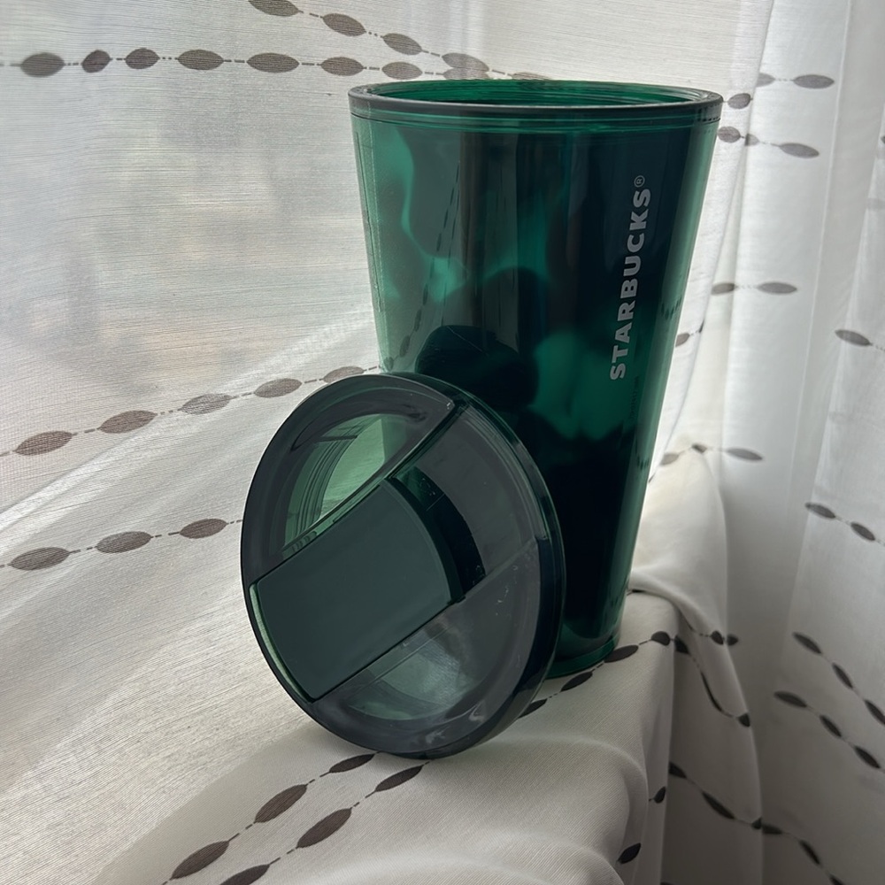 16oz Starbucks Dark Green Tortoise Tumbler with Lid - Picture 2 of 8